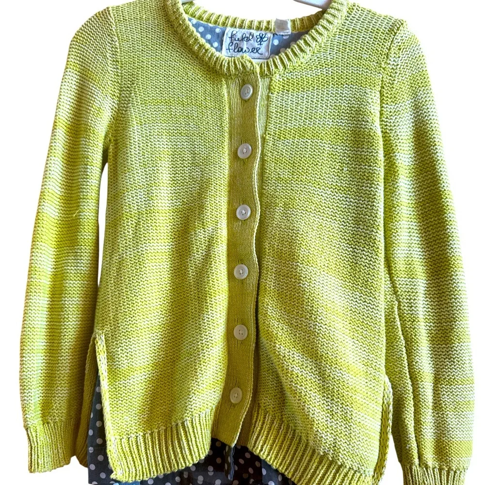 Anthropologie Field Flowers Women’s Lime Green Shirting Cotton Cardigan Sz Small